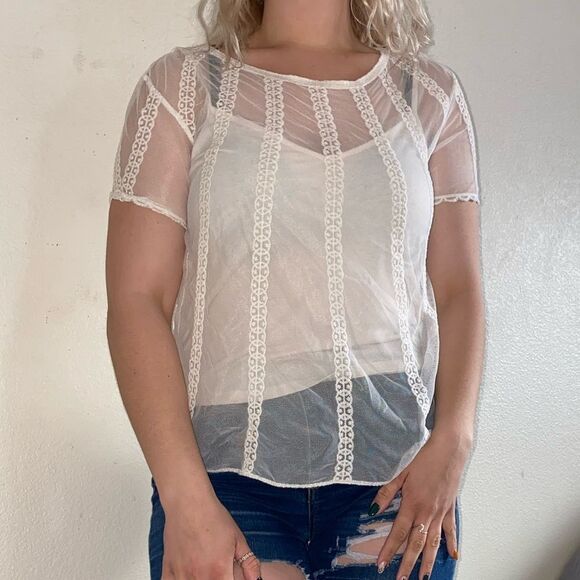 Zara Sheer Witchy White Blouse - Picture 1 of 8